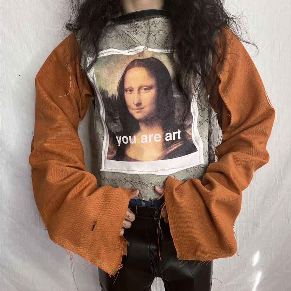 Custom Upcycled Handmade Distressed 1 of 1 Long Sleeve Unisex Shirt